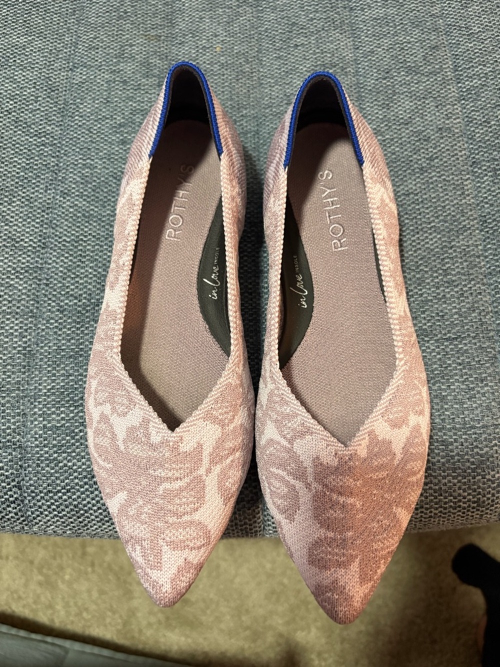 Rothy's Blush Pink Jacquard Pointed Toe Flat